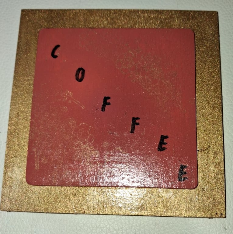 Handmade Burgundy & Gold Coffee Coaster