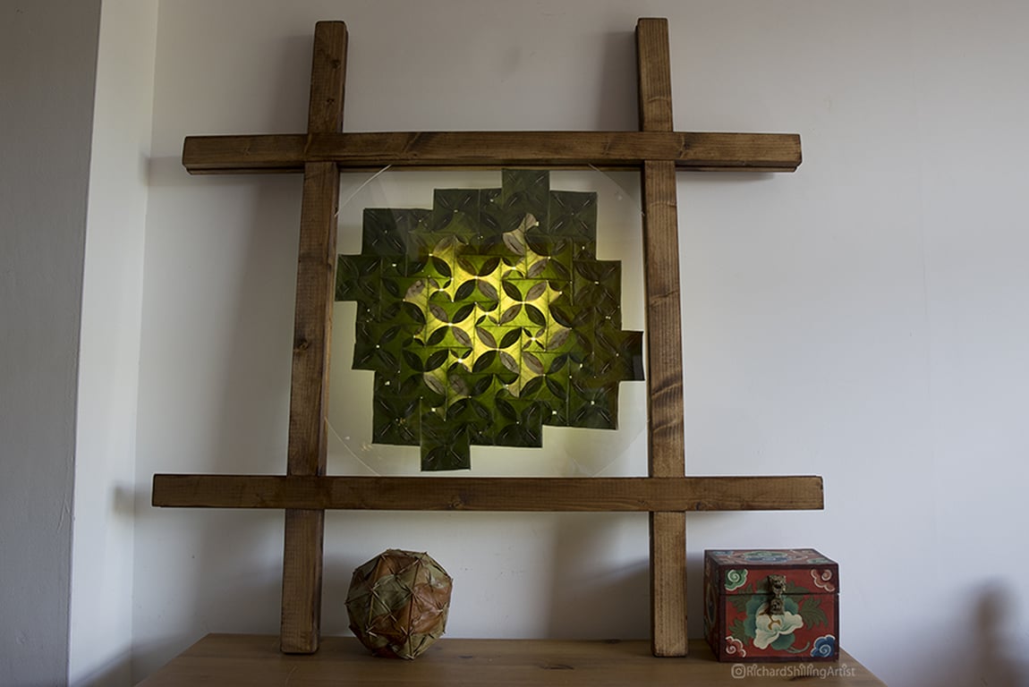 Square Escher Tessellation Pattern Kaleidoscopic Leaf Pane