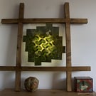 Square Escher Tessellation Pattern Kaleidoscopic Leaf Pane