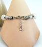 Monochrome bracelet, black and white beads, moonstone, agate coral beads - Image 9