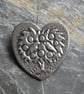 Heart Brooch in Silver Pewter, Birds in Tree - Image 3