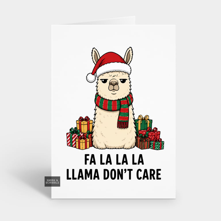 Funny Christmas Card For Him Or Her - Grumpy Llama