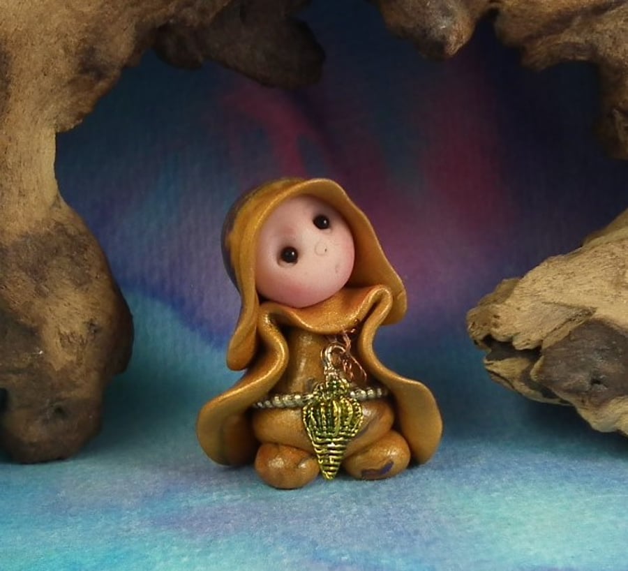 Spring Sale ... Tiny Beachcomber Gnome 'Hilden' OOAK Sculpt Ann Galvin