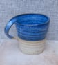 Left handed coffee mug tea cup in stoneware hand thrown ceramic pottery - Image 1