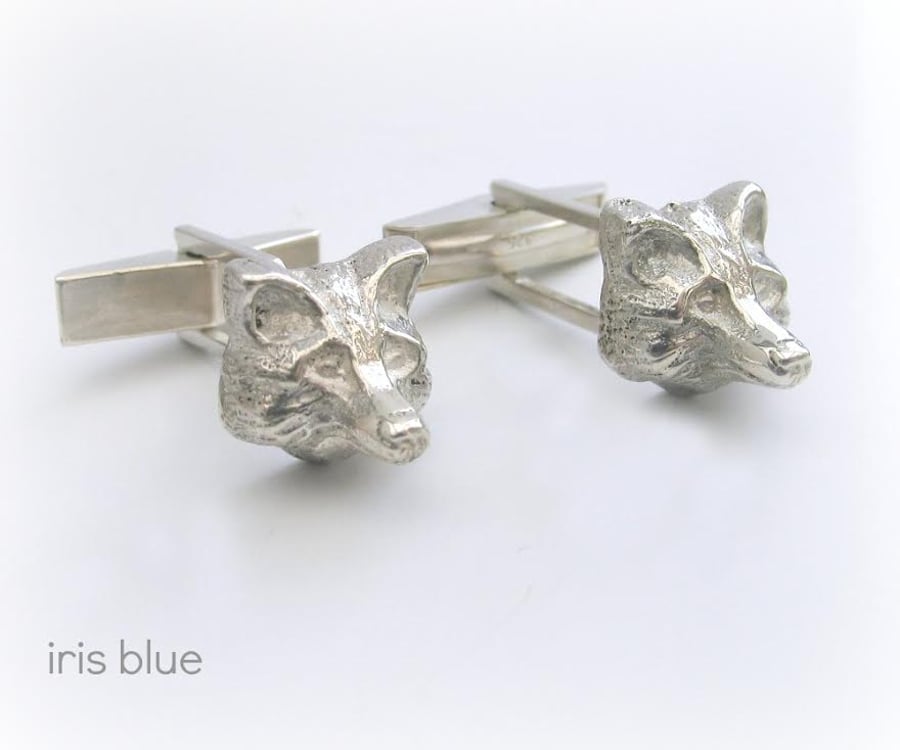 Sterling Silver Fox Head Cufflinks