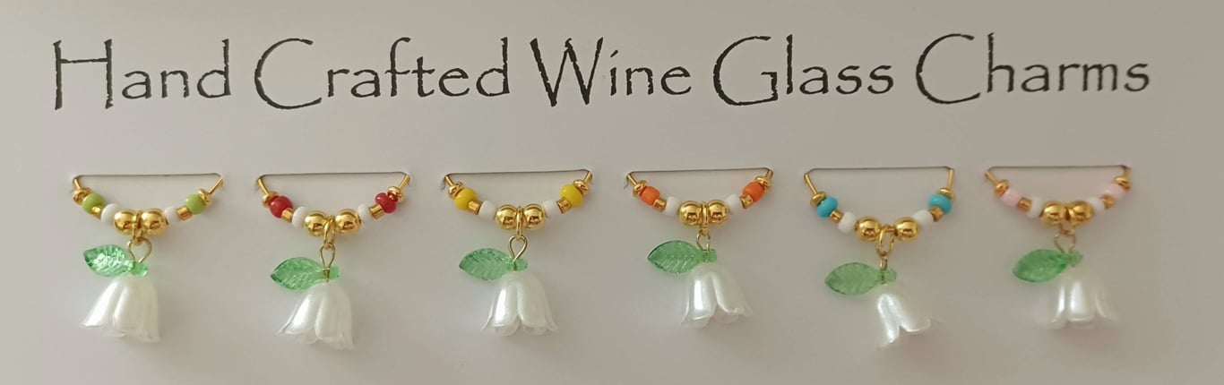 Lily of the Valley Flower Wine Glass Charms set of 6