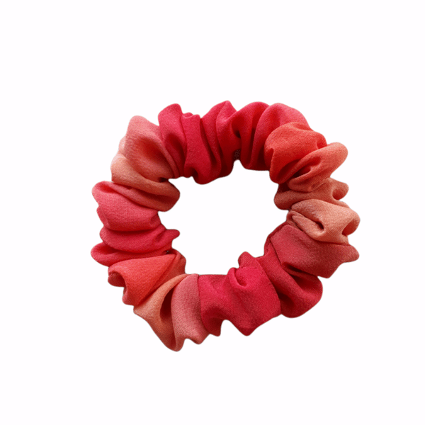 Painted silk warm spicy coloured scrunchie.