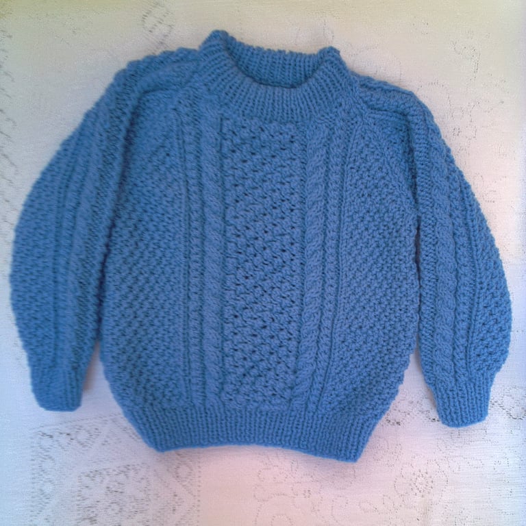 Cable Pattern Child's Jumper with Round Neck, Children's Clothes, Winter Jumper