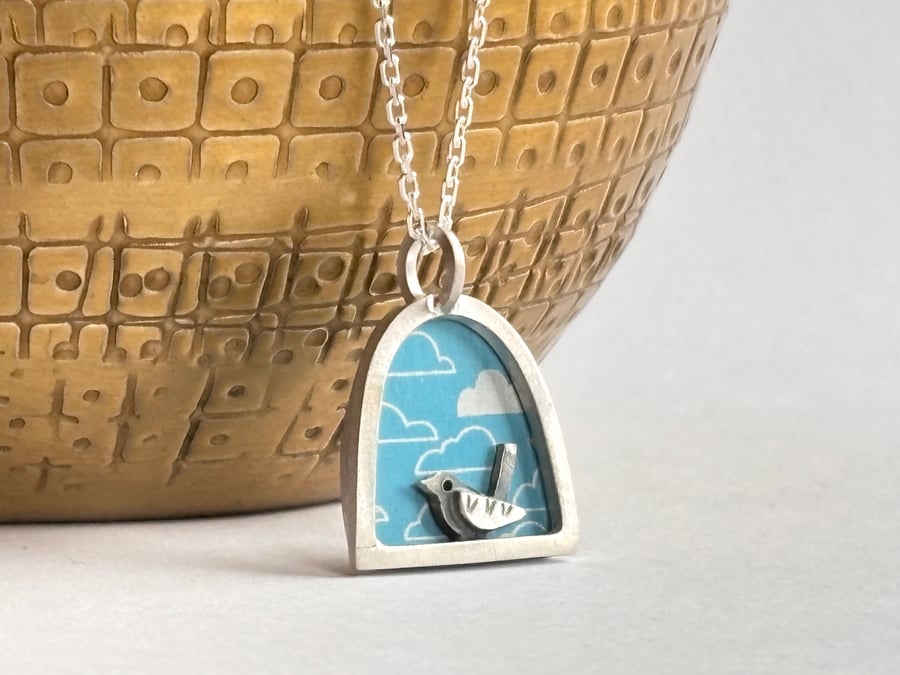 Tweet necklace blue cloud