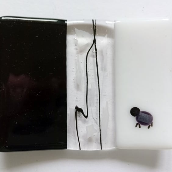 Fused  glass soap dish with Sheepy detail