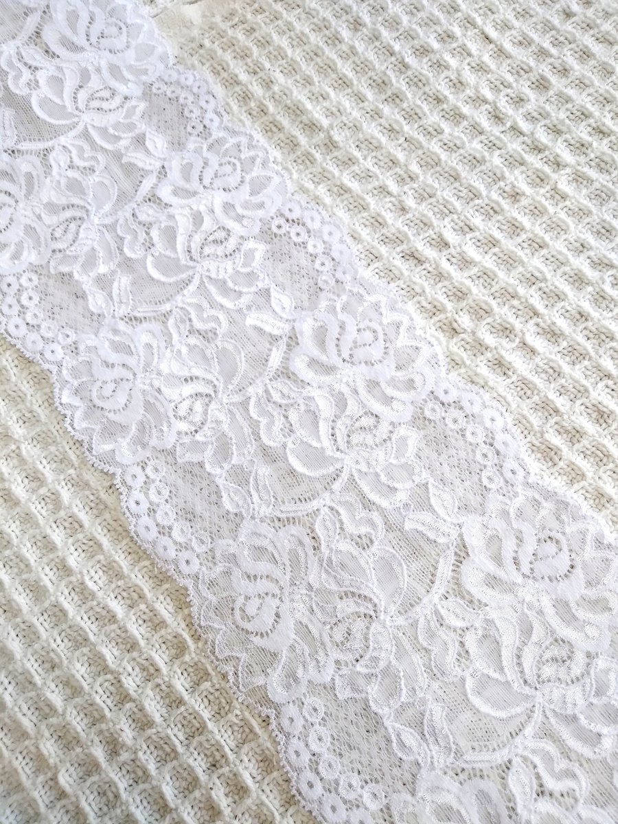 3 metres 12 cm wide beautiful floral white lace trim