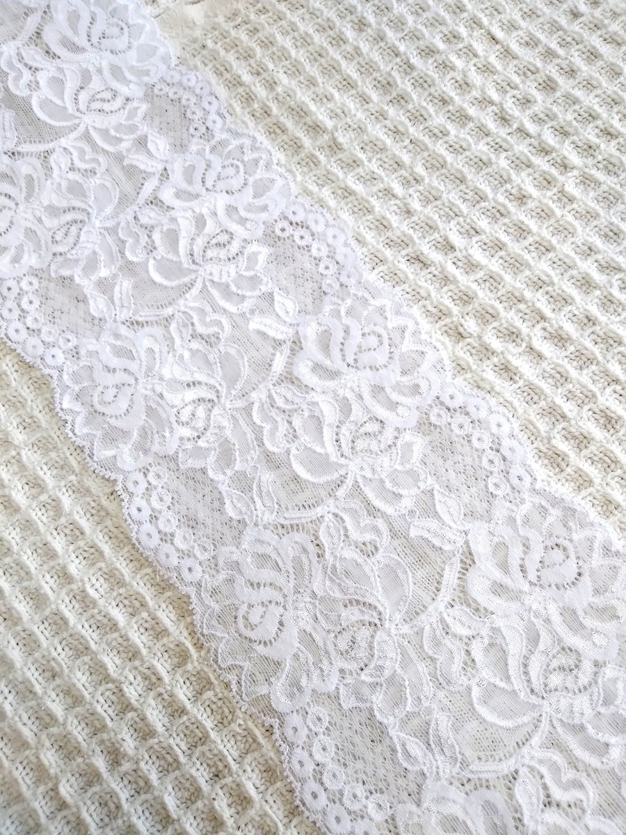 3 metres 12 cm wide beautiful floral white lace trim