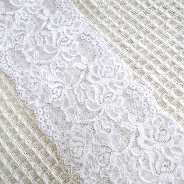 3 metres 12 cm wide beautiful floral white lace trim