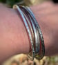 Round oxidised Sterling silver bangle with beaten texture - Image 5