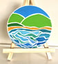 Cove 2. Hand painted wooden round wall hanging 6"