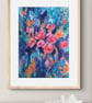 Pretty in Pink Art Print, Abstract Flowers, A3 size - Image 2