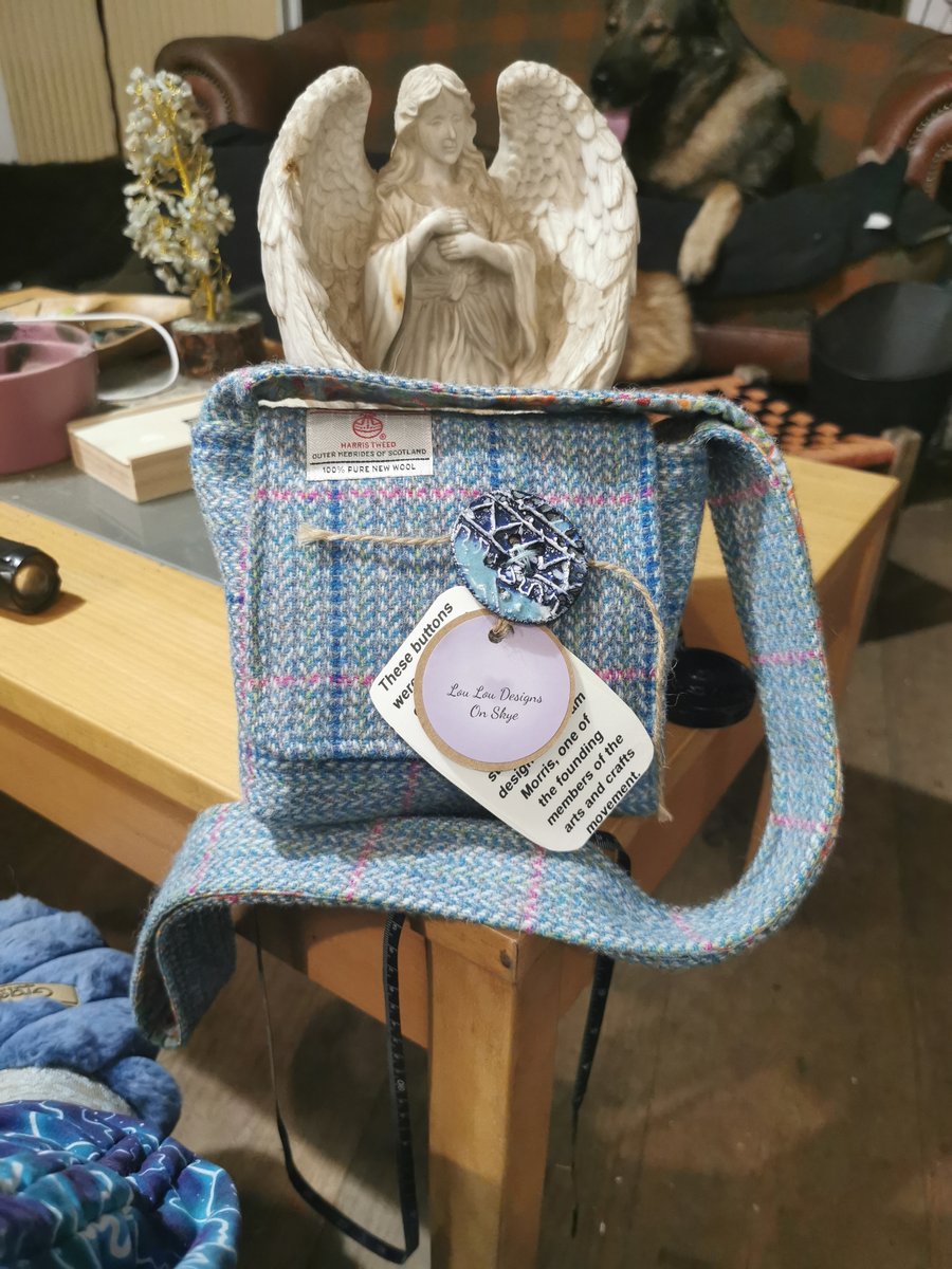 Small Harris Tweed crossbody bag with handmade button