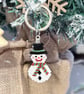 Handmade Christmas snowman beadwork keyring - Image 1