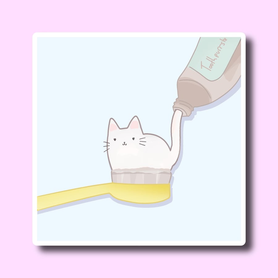 Holographic Funny Cat Toothpaste Sticker