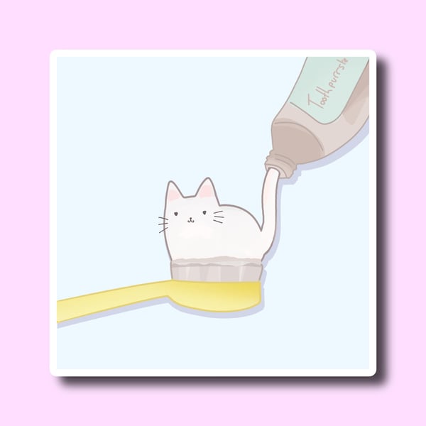Holographic Funny Cat Toothpaste Sticker