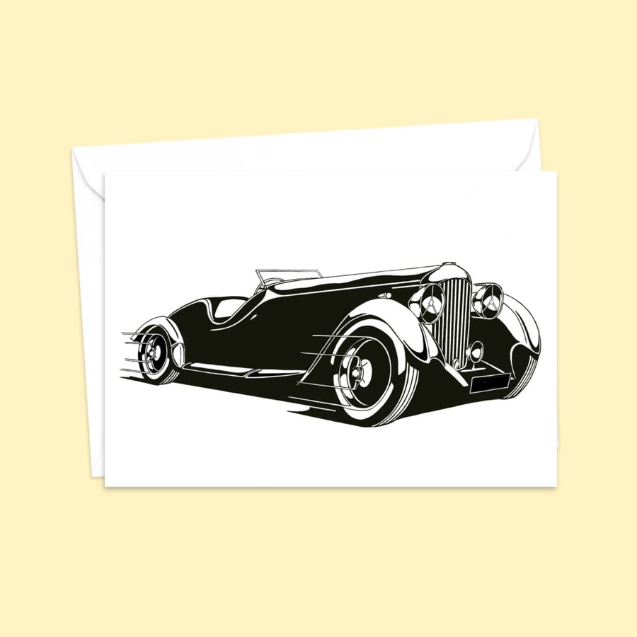 Lagonda Car Greeting Card: Original Pen and Ink Artwork (415)