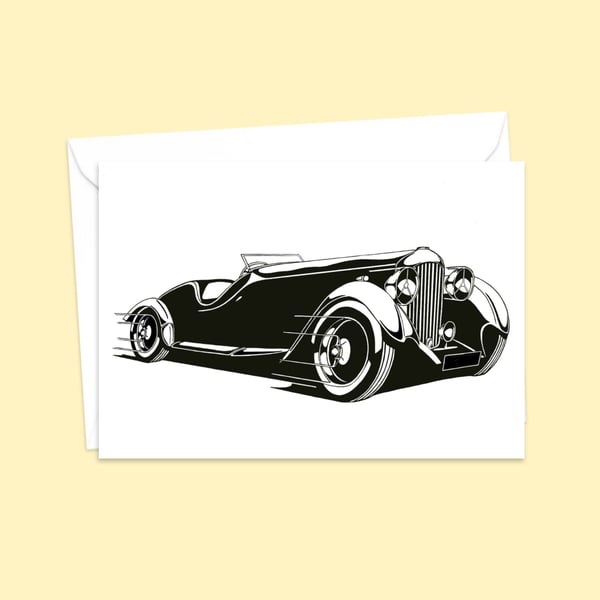 Lagonda Car Greeting Card: Original Pen and Ink Artwork (415)