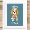 A4 'Dog Royalty' Union Jack King Charles Cavalier Giclee Print