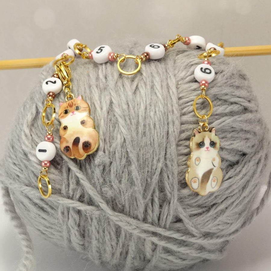 Row Counter Chain - Cats - Numbered Knitting Chain Row Counter