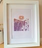 An original handprinted linoprint of a floral summer scene. 'Summer'. - Image 1