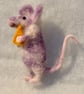 Felted mouse - dappled lilac mouse with cheese - Image 4
