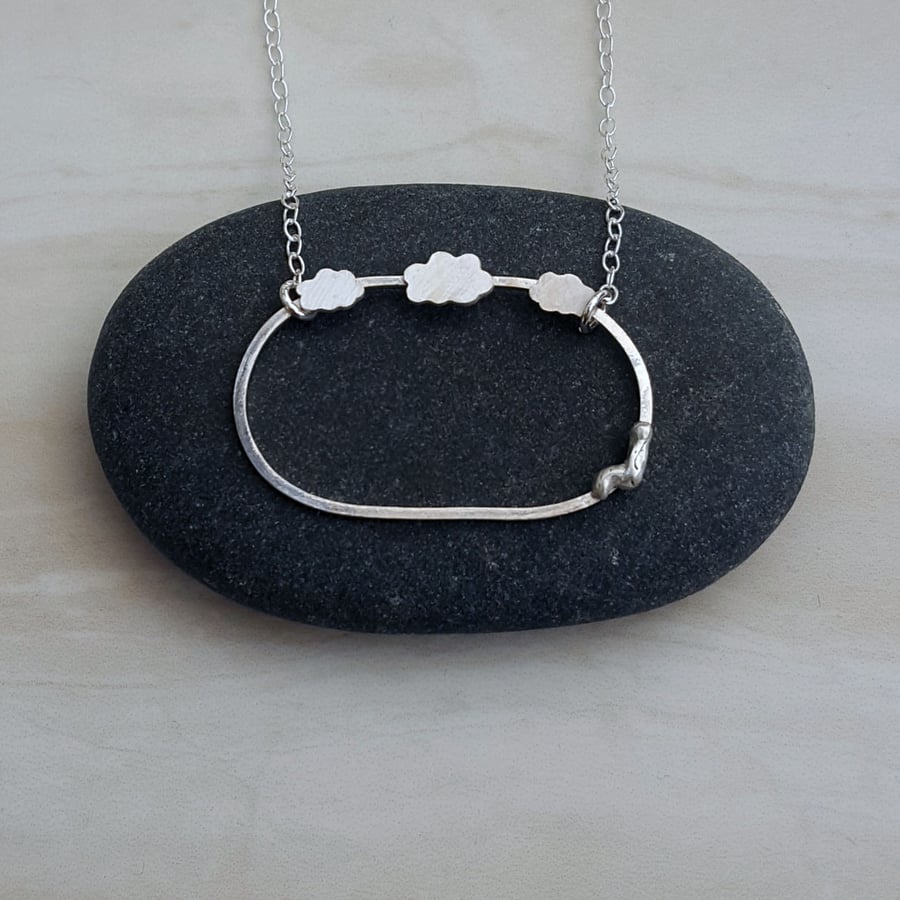 Sterling silver cloud necklace, gift for her, pendant, everyday necklace