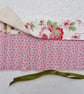 SALE  Crochet Set with 12 Bamboo Crochet Hooks in Roll Up Holder. Pink Roses - Image 1