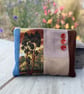 Lone Tree tapestry large soft pouch with reclaimed denim & floral lining
