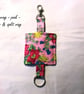 Floral Keyring Pink Keyfob, Blue Fabric Keychain, Luggage Tag,  - Image 3