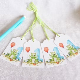 1st Birthday Baby Dragon Gift Tags - set of 4 tags