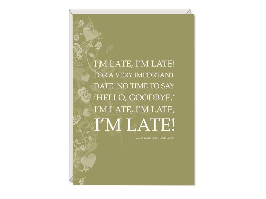 Alice in Wonderland 'I'm Late' Greetings Card