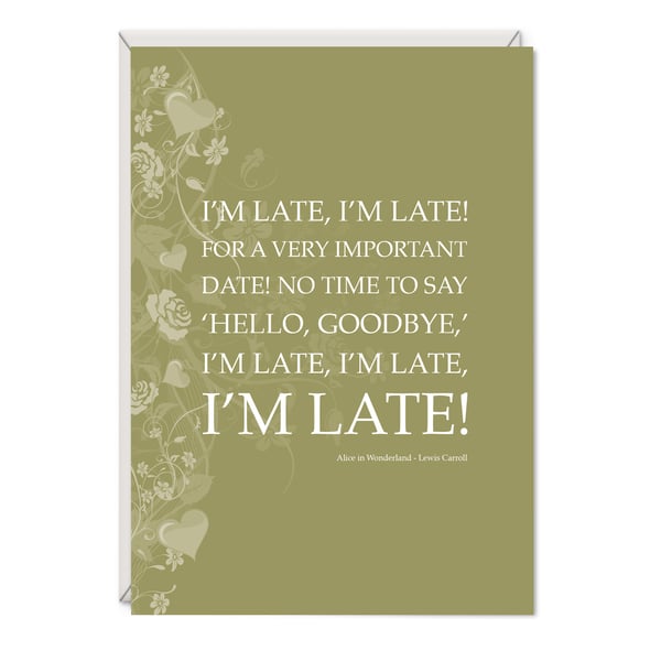 Alice in Wonderland 'I'm Late' Greetings Card
