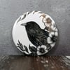 Raven, Crow Illustration, Pocket Mirror, Botanical, Gothic, Wicca, Alternative