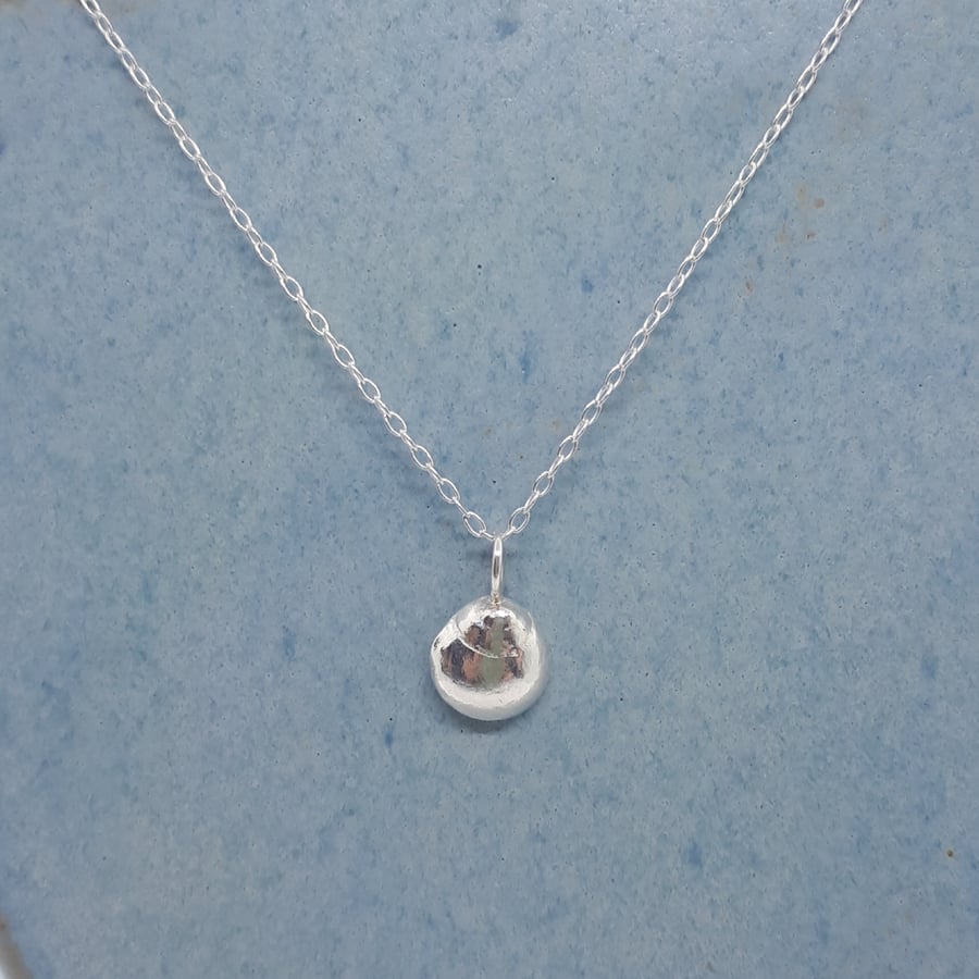 Mini fine silver periwinkle shell pendant