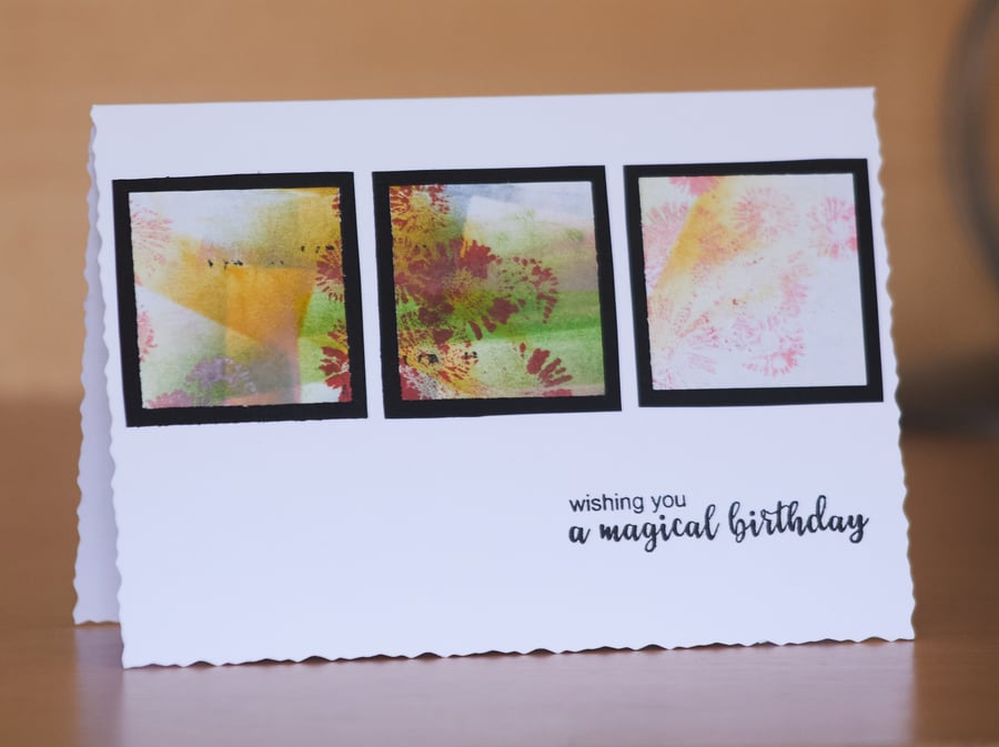 Abstract Art Card Floral Magical Birthday handmade card