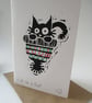 Cat in a Hat - lino cut print Christmas card - Image 3