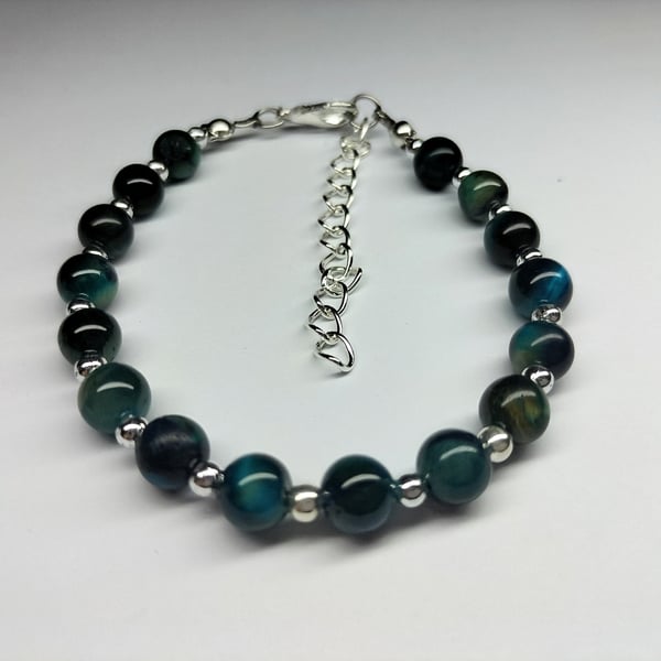 Blue Tigers Eye Gemstone Bracelet