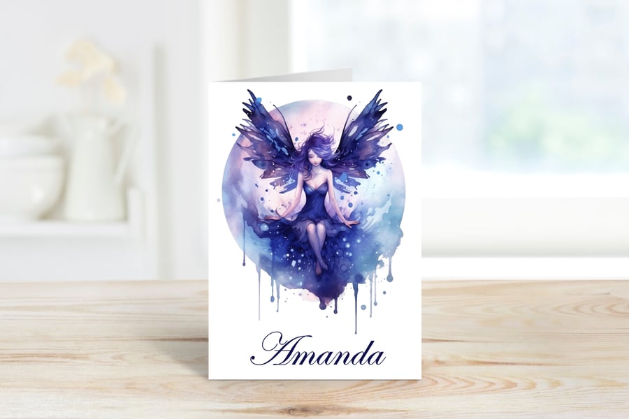 Personalised Celestial Fairy Greeting Card. Design 3