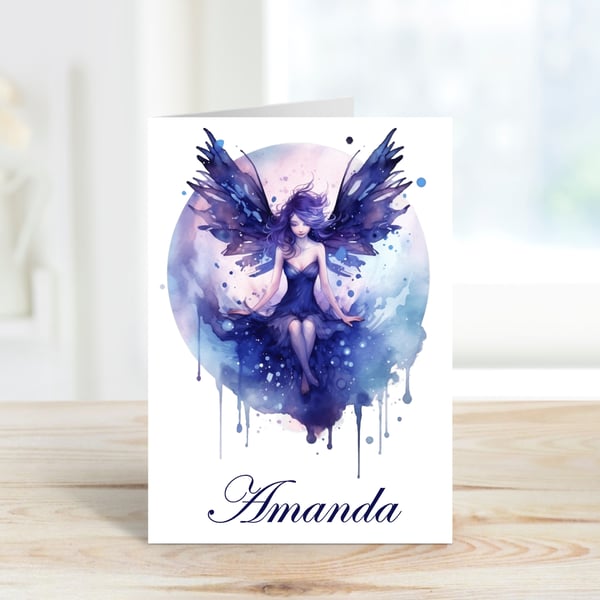 Personalised Celestial Fairy Greeting Card. Design 3