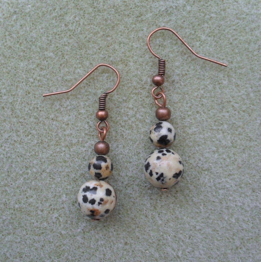 Antique Copper Dalmatian Jasper Earrings