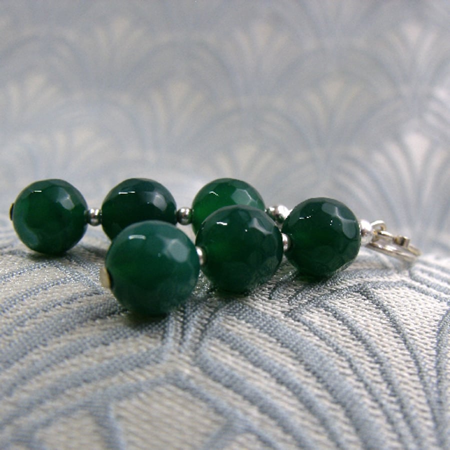 Green Dangle Earrings UK, Green Handmade Semi-Precious Stone Earrings DD29