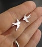 Sterling Silver Swallow Earrings, Gift for bird lover - Image 1