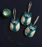 Silver and Teal Christmas Owl Felt Ornament  - Image 3