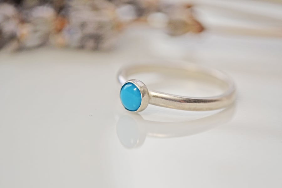 Turquoise stacking birthstone ring