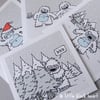 4 yeti christmas cards 